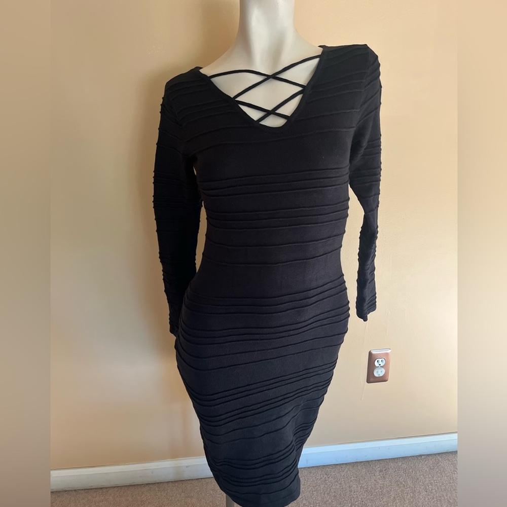 No Boundaries Black Long Sleeve Bodycon Dress